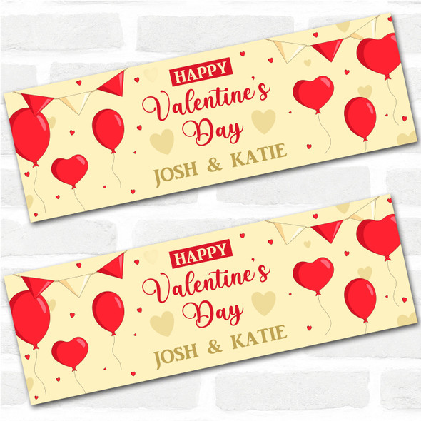 Personalised Party Banner For Valentine's Day Red Balloons Heart Bunting Yellow