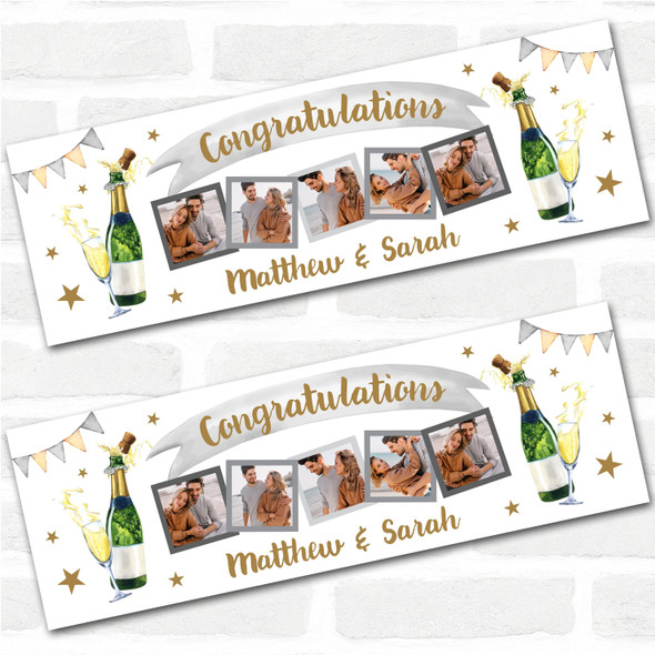 Personalised Party Banner For Congratulations Photo Champagne Banner Gold Silver