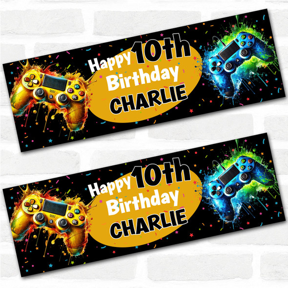 Personalised Party Banner For Kids Birthday Game Splash Gaming Controller