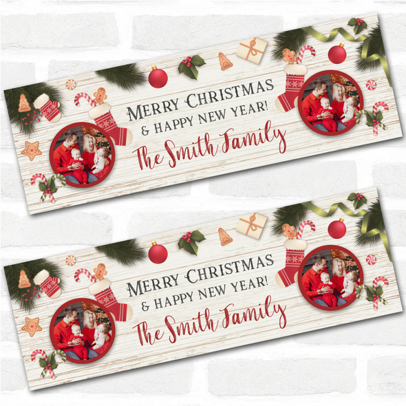 Personalised Party Banner For Christmas Family Photo Stocking Wood