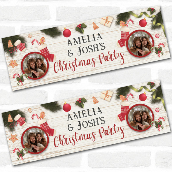 Personalised Party Banner For Christmas Party Photo Stocking Wood