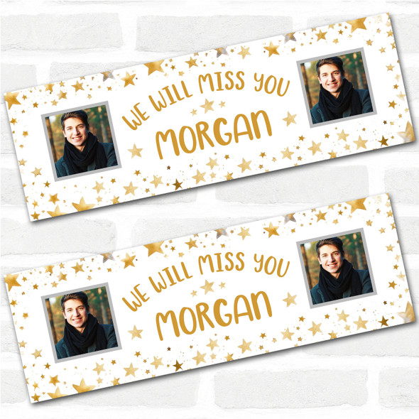 Personalised Party Banner For Sorry You're Leaving Miss You Photo Gold Star