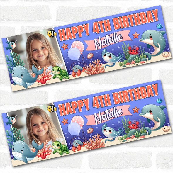 Personalised Party Banner For Kids Birthday Under The Sea Sealife Photo