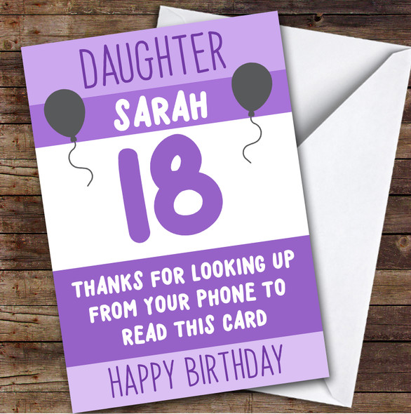 Birthday Card Personalised 18th Birthday Card Personalised Daughter Funny Phone