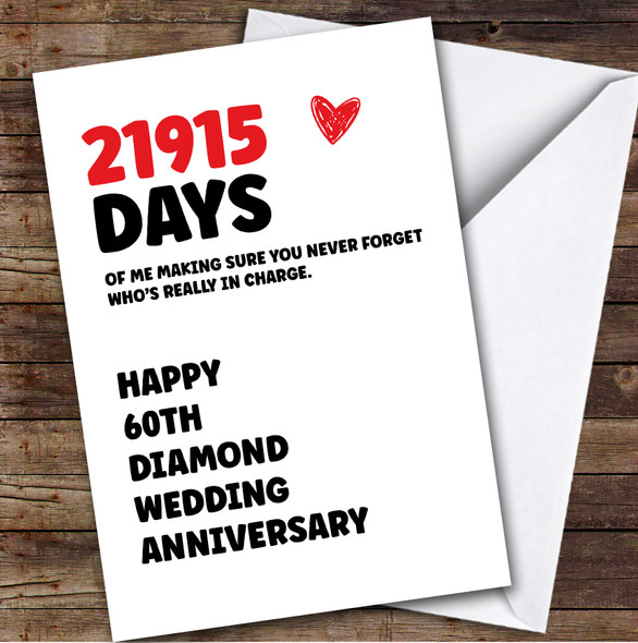 60th Wedding Anniversary Card Personalised Really In Charge