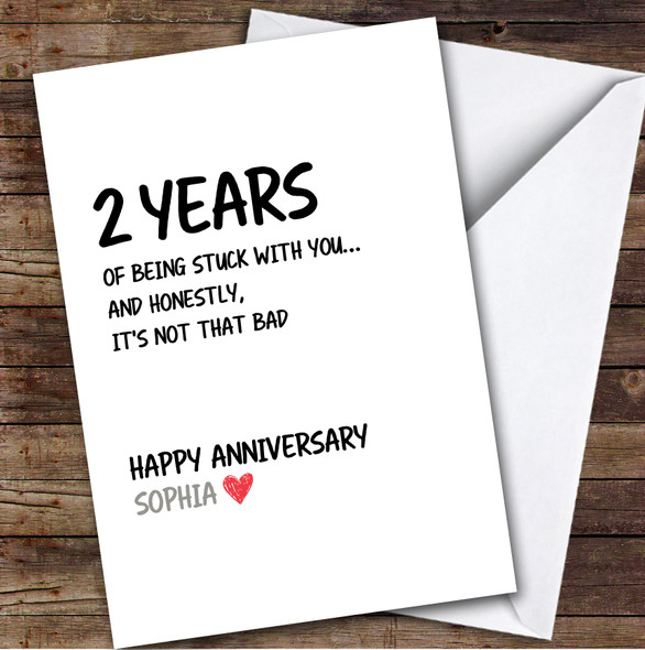 2nd Wedding Anniversary Card Personalised Years Of Being Stuck With You