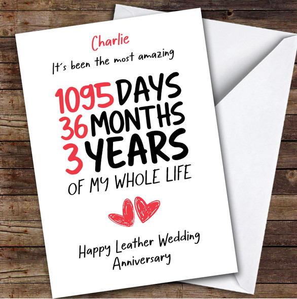 3rd Wedding Anniversary Card Personalised The Most Amazing Days Months Years