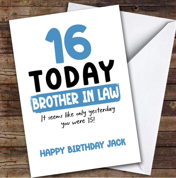 16th Birthday Card Personalised Brother-In-Law