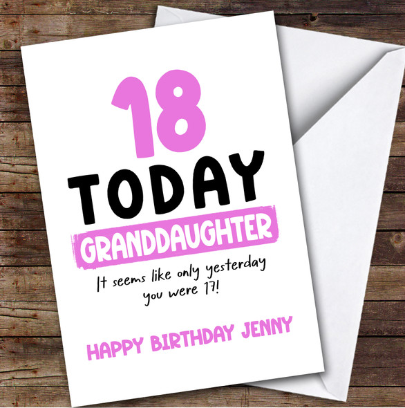 18th Birthday Card Personalised Granddaughter