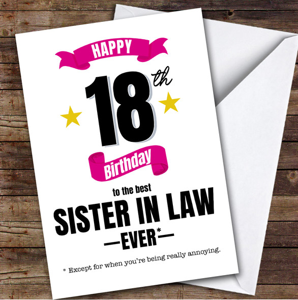 18th Birthday Card Personalised The Best Sister-In-Law Ever
