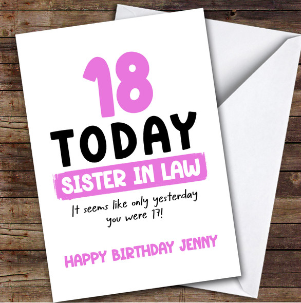 18th Birthday Card Personalised Sister-In-Law