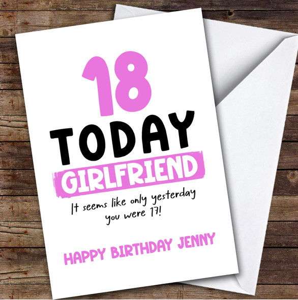 18th Birthday Card Personalised Girlfriend