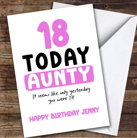 18th Birthday Card Personalised Aunty