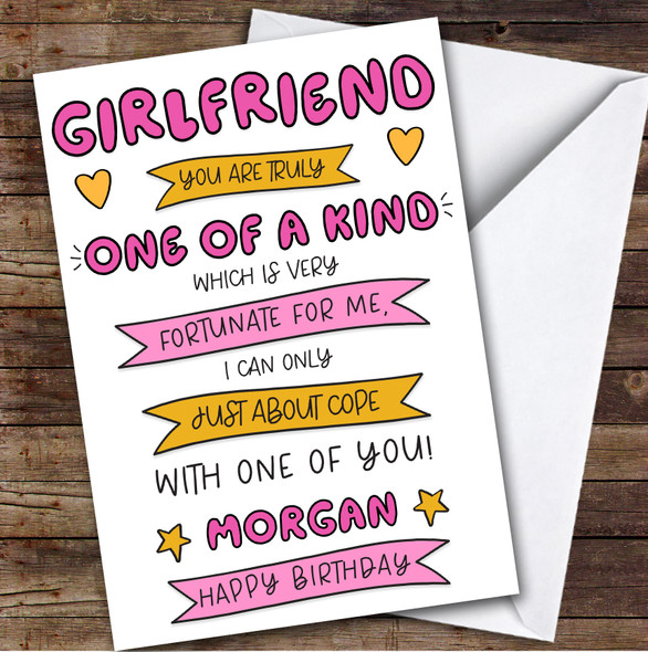 Birthday Card Personalised Girlfriend One Of A Kind Funny