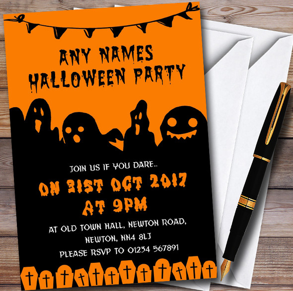 Scary Ghosts & Graves Personalised Halloween Party Invitations