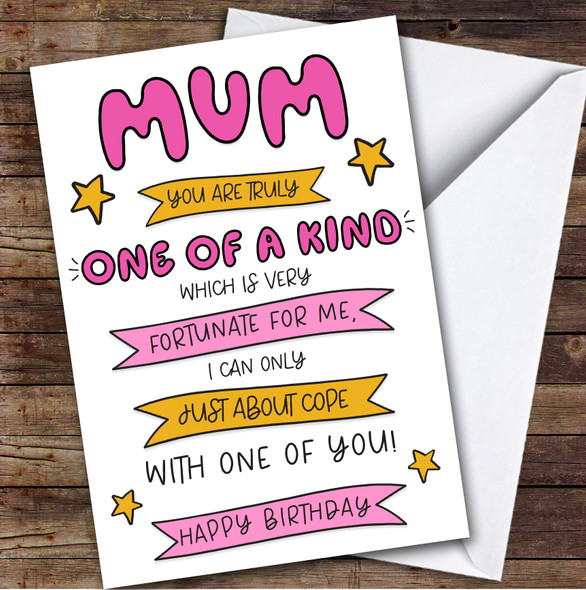 Birthday Card Personalised Mum One Of A Kind Funny