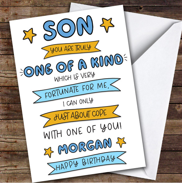 Birthday Card Personalised Son One Of A Kind Funny