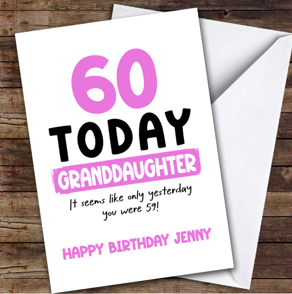60th Birthday Card Personalised Granddaughter