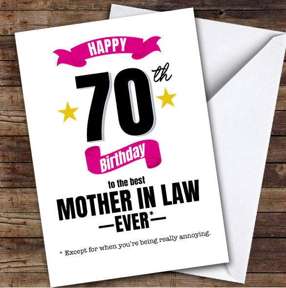 70th Birthday Card Personalised The Best Mother-In-Law Ever