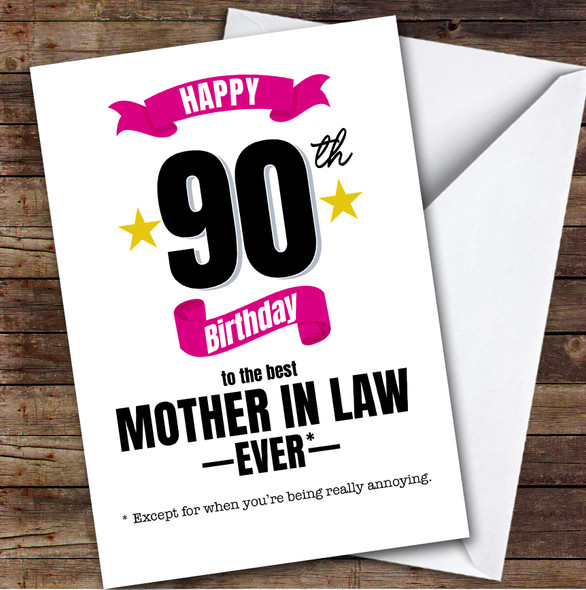 90th Birthday Card Personalised The Best Mother-In-Law Ever