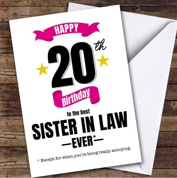 20th Birthday Card Personalised The Best Sister-In-Law Ever