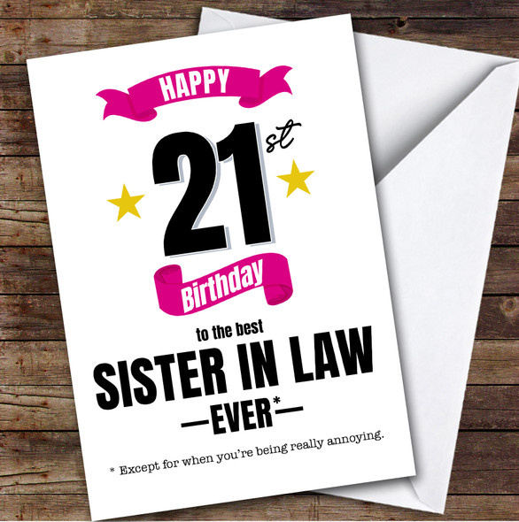 21st Birthday Card Personalised The Best Sister-In-Law Ever