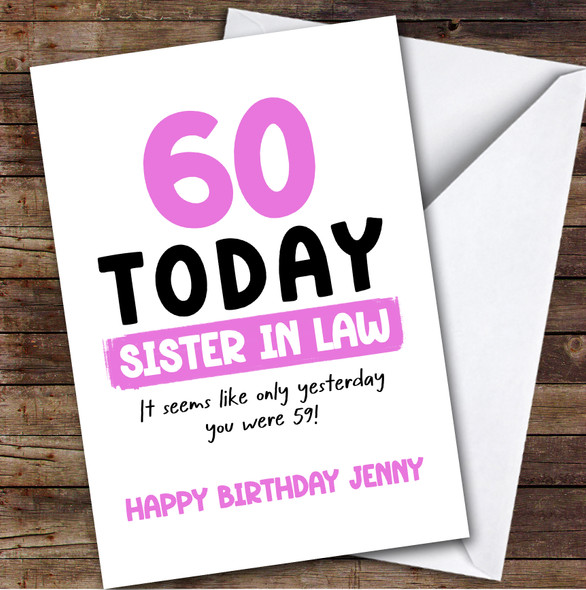 60th Birthday Card Personalised Sister-In-Law