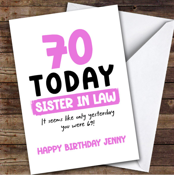70th Birthday Card Personalised Sister-In-Law