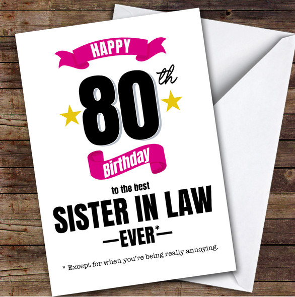 80th Birthday Card Personalised The Best Sister-In-Law Ever