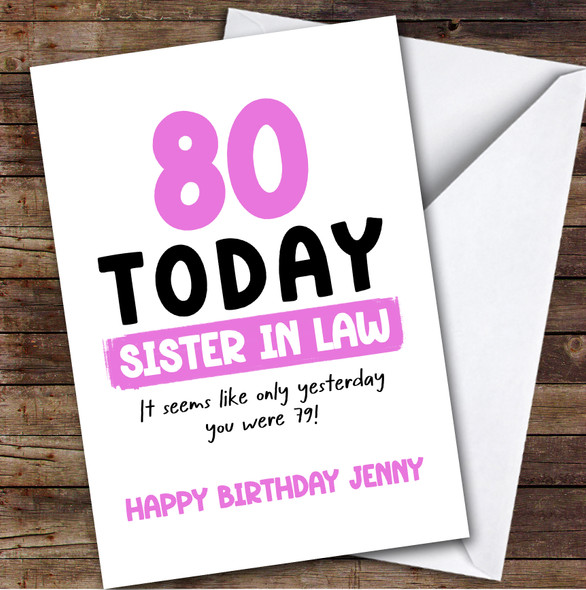 80th Birthday Card Personalised Sister-In-Law