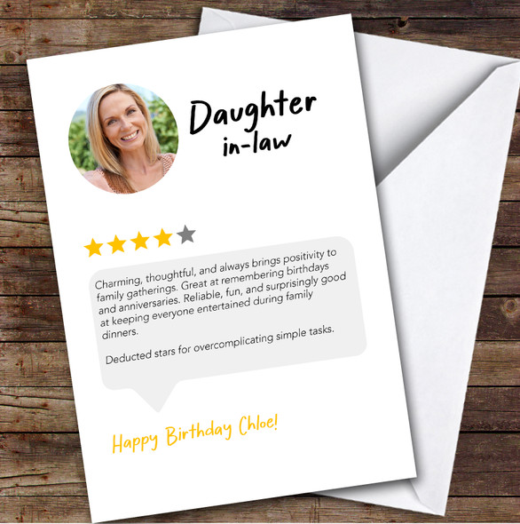 Birthday Card Personalised Daughter-In-Law Funny Any Review Photo