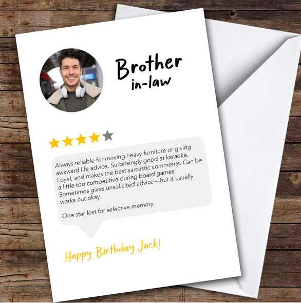 Birthday Card Personalised Brother-In-Law Funny Any Review Photo