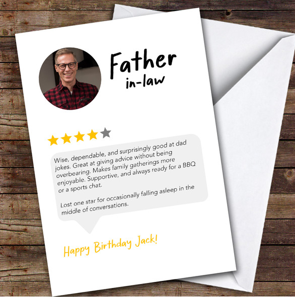 Birthday Card Personalised Father-In-Law Funny Any Review Photo