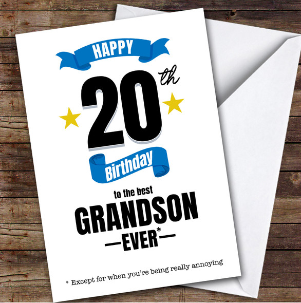 20th Birthday Card Personalised The Best Grandson Ever