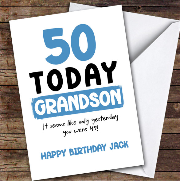 50th Birthday Card Personalised Grandson