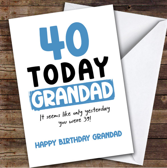 40th Birthday Card Personalised Grandad
