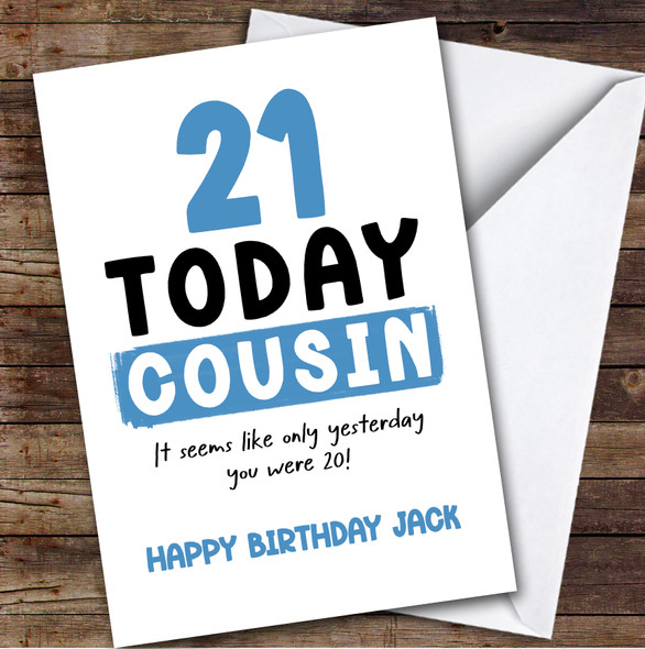 21st Birthday Card Personalised Male Cousin