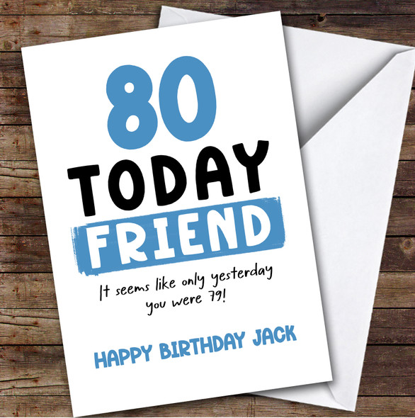 80th Birthday Card Personalised Male Friend