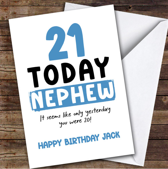 21st Birthday Card Personalised Nephew