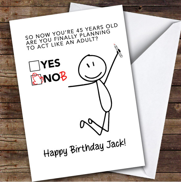 45th Funny Rude Birthday Card Personalised Him