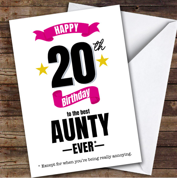 20th Birthday Card Personalised The Best Aunty Ever
