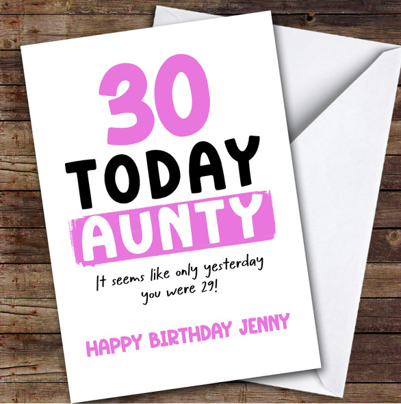 30th Birthday Card Personalised Aunty