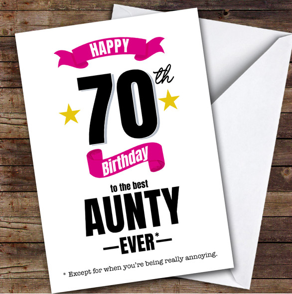 70th Birthday Card Personalised The Best Aunty Ever