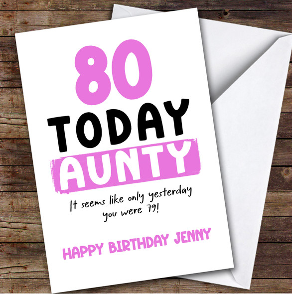 80th Birthday Card Personalised Aunty