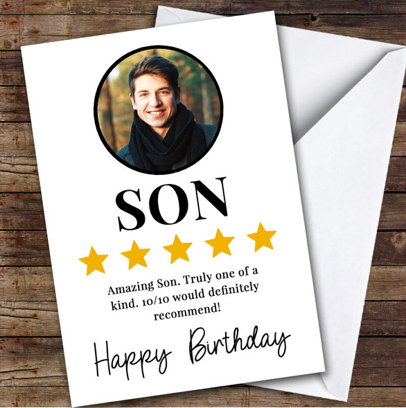 Birthday Card Personalised Son Photo Review Stars 10 Out Of 10
