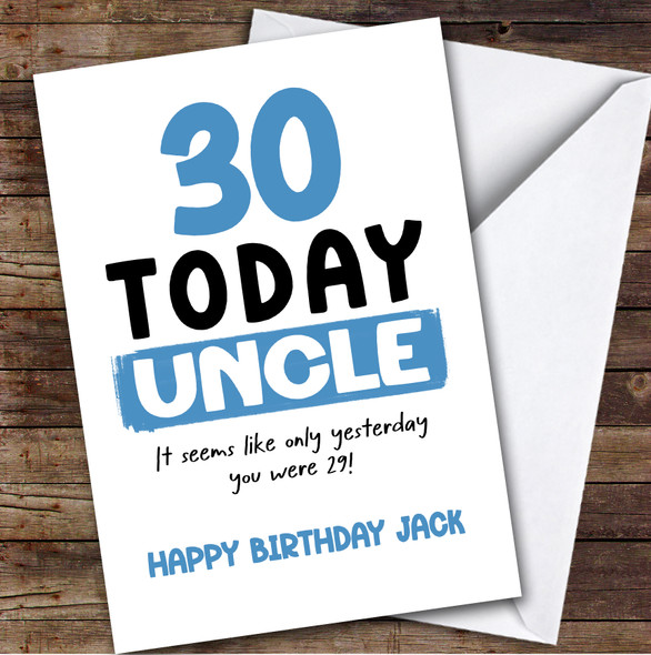 30th Birthday Card Personalised Uncle
