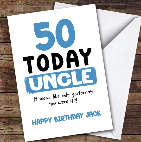 50th Birthday Card Personalised Uncle