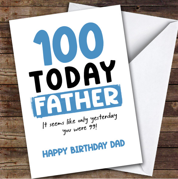 100th Birthday Card Personalised Father