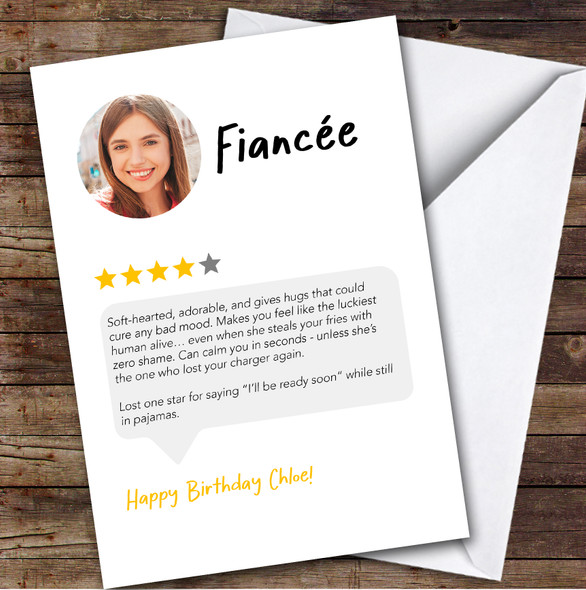 Birthday Card Personalised Fiancee Funny Any Review Photo