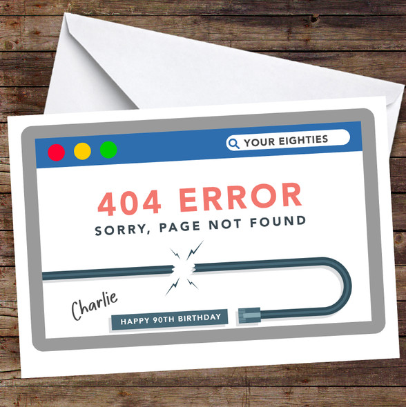 Blue 90th Birthday Card Personalised Funny Error